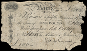 British Provincial, Staffordshire, Wolverhampton, Wolverhampton Bank, One Pound, 16 October 1817, no. 8225, for...