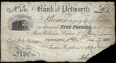 British Provincial, Sussex, Petworth, Bank of Petworth, Five Pounds, 10 December 1836, no. 460, for James Hopkins &...