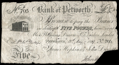 British Provincial, Sussex, Petworth, Bank of Petworth, Five Pounds, 12 May 1837, no. 705, for James Hopkins & John...
