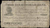 British Provincial, Warwickshire, Birmingham, Birmingham Bank, One Pound, 9 June 1825, K 1850, for Samuel Galton,...