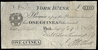 British Provincial, Yorkshire, York, York Bank, One Guinea, 19 August 1819, no. 683, for Wilson, Tweedy & Self,...