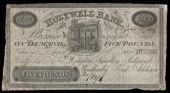 British Provincial, Wales, FLINTSHIRE, Holywell, Holywell Bank, Five Pounds, 1 October 1838, for Douglas, Smalley,...