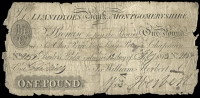 British Provincial, Wales, MONTGOMERYSHIRE, Llanidloes, Llanidloes Bank, One Pound, 12 February 1813, no. 2054, for...