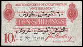 Treasury, John Bradbury (1914-19), Ten Shillings, 1915, Z/17 027515, overprinted for the Dardanelles campaign...