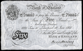 Bank of England, Ernest Harvey (1918-25), Five Pounds, 10 June 1921, 128/U 79887, Liverpool (Dugg. B209a). Very fine...