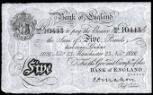 Bank of England, Patrick Mahon (1925-29), Five Pounds, 23 November 1926, 304/U 10443, Manchester (Dugg. B215). Good...