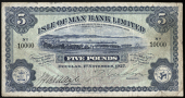 Isle of Man, Isle of Man Bank Ltd, Five Pounds, 1 November 1927, no. 10000, Cubbon-Quayle signatures (Quarmby 301;...