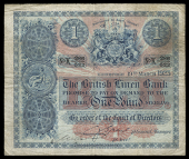 Scotland, The British Linen Bank, One Pound, 19 March 1923, K 286/522, printed signature of C.J. Grant, signed by...