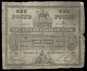 Scotland, The City of Glasgow Bank, One Pound, 1 July 1856, B 885/477, signatures of accountant and William Whelan...