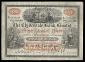 Scotland, The Clydesdale Bank Ltd, One Pound, 9 October 1918, A 3923428, printed signature of D. Dewar, signed by W....