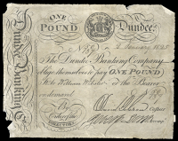 Scotland, The Dundee Banking Co, One Pound, 2 January 1825, no. 50/137, contemporary forgery (cf. Douglas 14). ...