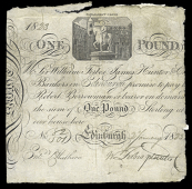 Scotland, Sir William Forbes and James Hunter & Co, One Pound, 2 January 1823, no. 82/501, signed on behalf of W....