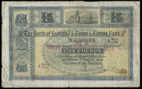 Scotland, The North of Scotland & Town & County Bank Ltd, Five Pounds, 1 March 1910, A 0024/0151, signatures of...