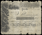Scotland, The Perth Union Bank, One Pound, 1 June 1818, no. 13/264, signatures of John Syme and John Hunter (Douglas...