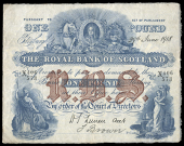 Scotland, The Royal Bank of Scotland, One Pound, 29 June 1918, X 406573, printed signature of D.S. Lunan, signed by...