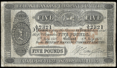 Ireland, Belfast Banking Co Ltd, Five Pounds, 6 July 1916, A/Y 2321, signature of W.G. Crawford (BB 51e; Pick A51)....