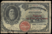 Angola, Banco Nacioñal Ultramarino, Two Thousand Five Hundred Réis, 1 March 1909, no. 246998, overprinted PAGAVEL...