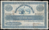 Australia, Bank of New South Wales, Five Pounds, 1 October 1883, Sydney, A/A 258973 (Vort-Ronald type 7c). A few...