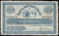 Australia, Bank of New South Wales, Five Pounds, 1 October 1883, Sydney, A/A 258973 (Vort-Ronald type 7c). A few...