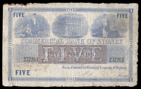 Australia, Commercial Bank of Sydney, Five Pounds, [———] 1881, no. 232264 (Vort-Ronald type 3). Foxing and a...