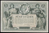 Austria, Staats-Central-Kasse, One Gulden, 1866 (Pick A150); Reichs-Central-Cassa, One Gulden (2), both 1882, Five...