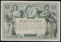 Austria, Staats-Central-Kasse, One Gulden, 1866 (Pick A150); Reichs-Central-Cassa, One Gulden (2), both 1882, Five...