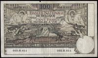 Belgium, Banque Nationale de Belgique, One Hundred Francs, 8 May 1906, 055 H 611 (Pick 70). Edge nicks, a 10mm tear...