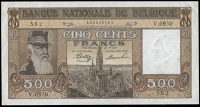 Belgium, Banque Nationale de Belgique, Five Hundred Francs, 27 March 1945, V 0930562 (Pick 127). About extremely...