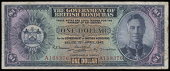 British Honduras, The Government of British Honduras, One Dollar, 15 April 1942, A 168376 (Pick 20). Spots on right...