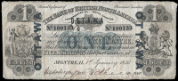 Canada, The Bank of British North America, One Dollar/One Piastre/Five Shillings, 1 January 1856, no. 100133,...