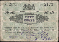 Ceylon, Diyatalawa POW Camp, Fifty Cents, 13 March 1901, no. 2173 (Campbell 4801). Good fine to about very fine...