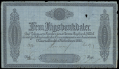 Denmark, Nationalbanken i Køpenhavn, Five Rigsbankdaler, 1835, no. 19901929 (Pick A58). Small hole at upper left...