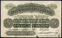 East Africa, The Government of the East Africa Protectorate, Five Rupees, 1 September 1905, A/2 30075, Mombasa (Pick...