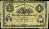 Ecuador, Banco de circulacion y descuento de Manuel Antonio de Luzarraga, One Peso, 4 October 1861, no. 478,...