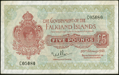 Falkland Islands, The Government of the Falkland Islands, Five Pounds, 20 February 1951, C 05080 (Pick 6). Lightly...