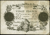 France, Banque de Lyceum, Twenty Francs, 1872, skit note. Pinholes, otherwise very fine 	£60-80
