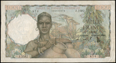 French West Africa, Banque de l’Afrique Occidentale, One Thousand Francs, 2 October 1951, J 2582674 (Pick 42)....