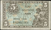 Germany, Allied Occupation, Half-Deutsche Mark, One Deutsche Mark (6), Five Deutsche Mark, Fifty Deutsche Mark, all...
