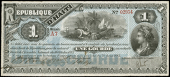 Haiti, République d’Haiti, Treasury series, Loi du 28 August 1883, One Gourde, Serie A, no. 02954 (Pick 75a)....