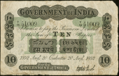 India, Government of India, Ten Rupees, 20 August 1892, Calcutta, V/94 51009, signature of Stephen Jacob (Pick A7g)....