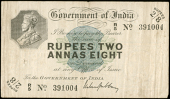 India, Government of India, Two Rupees Eight Annas, 1917, R/5 391004, signature of M.S. Gubbay (Pick 2). Pinhole on...