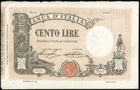 Italy, Banca d’Italia, One Hundred Lire, 12 February 1921, H 3580768, Stringher-Sacchi signatures, black text...
