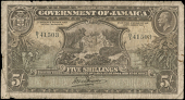 Jamaica, Government of Jamaica, Five Shillings, 1904-18, B/1 41503 (Pick 32a). Edge nicks, otherwise very good...