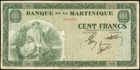 Martinique, Banque de la Martinique, One Hundred Francs, 1944, P69 282, Garcin-Rosemain-Angelini signatures (Pick...
