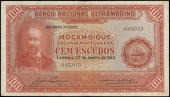 Mozambique, Banco Nacioñal Ultramarino, One Hundred Escudos, 27 January 1943, no. 643013 (Pick 91). Very fine to...
