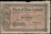 New Zealand, Bank of New Zealand, One Pound, 1916, G 473822 (Pick S212). Pinholes, a couple of short edge tears and...