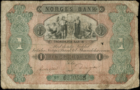 Norway, Norges Bank, One Speciedaler, 1874, no. 6670583, Trondhjem (Pick A47). A few tiny splits and small holes,...