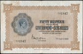 Seychelles, The Government of Seychelles, Fifty Rupees, 7 April 1942, A/1 01847 (Pick 10). A couple of numbers on...