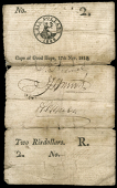 South Africa, Cape of Good Hope, Two Rixdollars, 17 November 1815 (Hern 102; Pick –). Splits, small holes and tape...