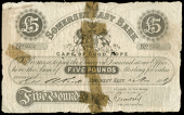 South Africa, Somerset East Bank, Five Pounds, 25 November 1867, no. 5002 (Hern 379; Pick S257, this note...